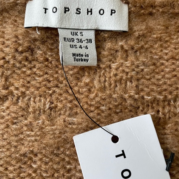 Topshop Knitted Textured Basket Weave Cardigan in Carmel Size 4-6 - Picture 9 of 9